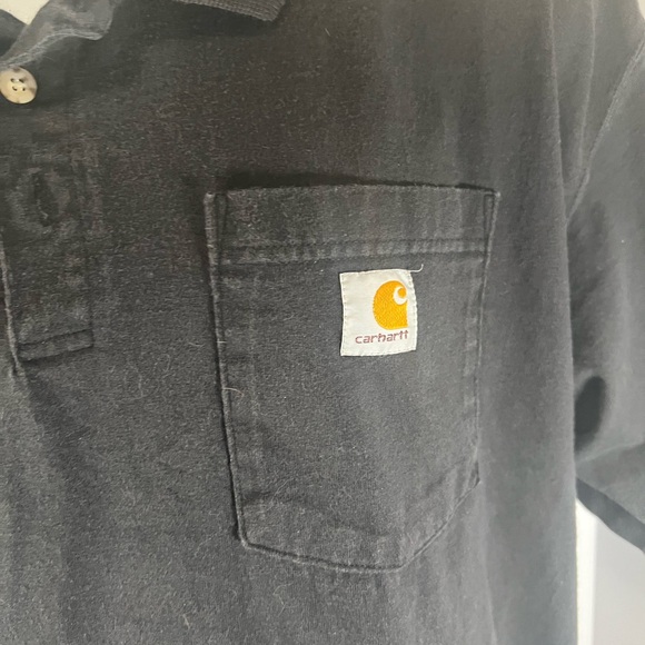 Carhartt Polo Shirt Mens Large Black Original Fit Pocket Performance Work - Picture 2 of 9